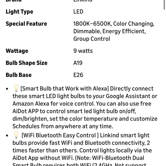 Linkind Smart LED Bulbs with Color Changing Feature - Picture 2 of 4